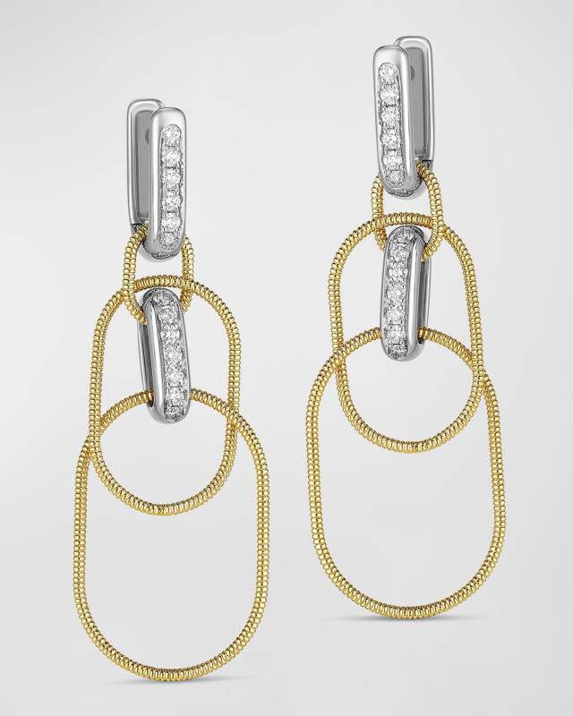 Sabbia D'Oro 18K Yellow Gold and White Gold Diamond Earrings